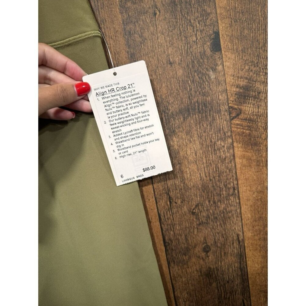 Lululemon Align High-Rise Crop 21" Bronze Green Size 6 NWT - Picture 4 of 4